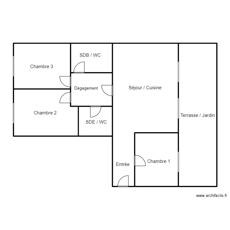 Plan LE HERICY . Plan de 8 pièces et 134 m2