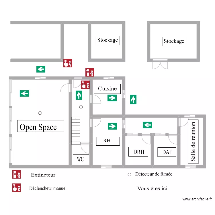 Admin rez de chauss&eacute;e. Plan de 