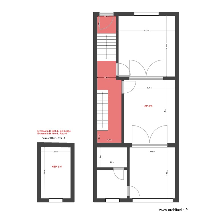Mélèzes 82 Bel Etage Existant. Plan de 7 pièces et 79 m2