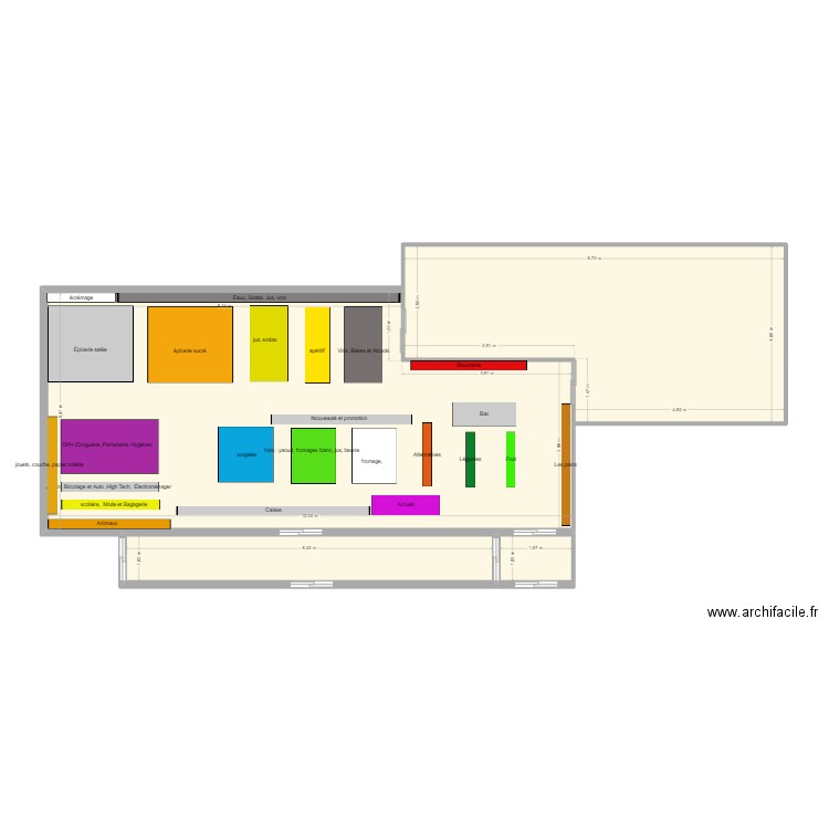 Magasin intermarché. Plan de 4 pièces et 99 m2