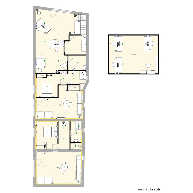 asvc 84. Plan de 8 pièces et 222 m2