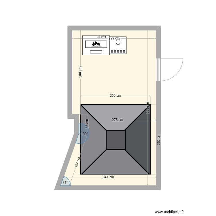 VAUDESCHAMPS. Plan de 1 pièce et 17 m2