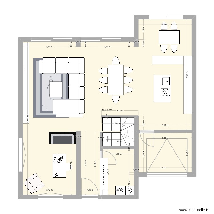 Maison Louiq etage. Plan de 9 pièces et 198 m2
