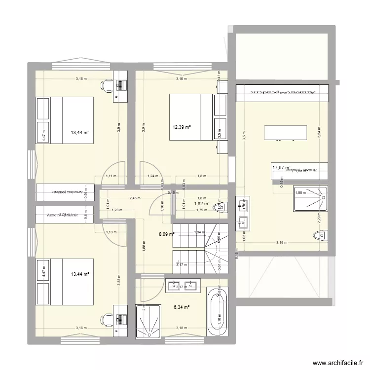 Maison Louiq etage. Plan de 14  et 193 m²