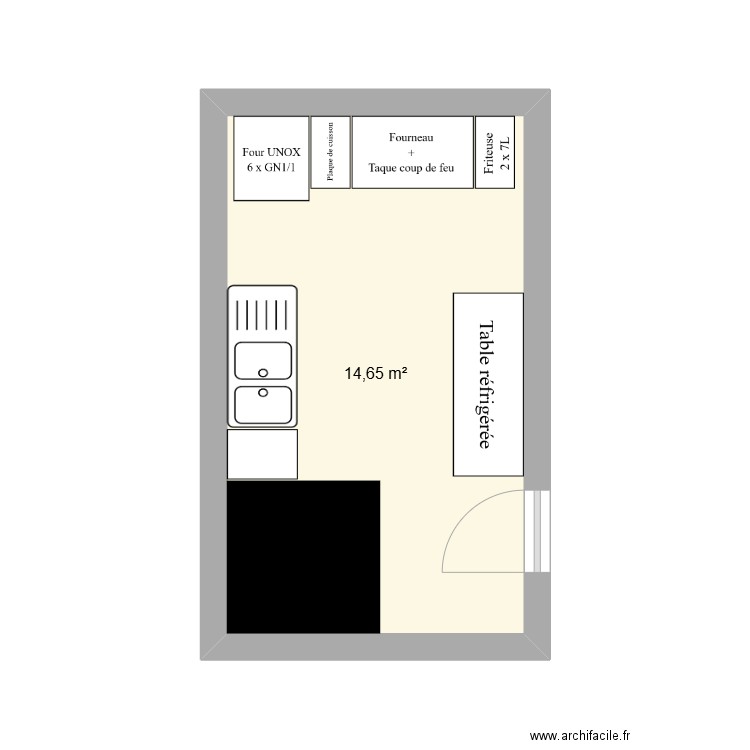 CORNELLY. Plan de 1 pièce et 15 m2