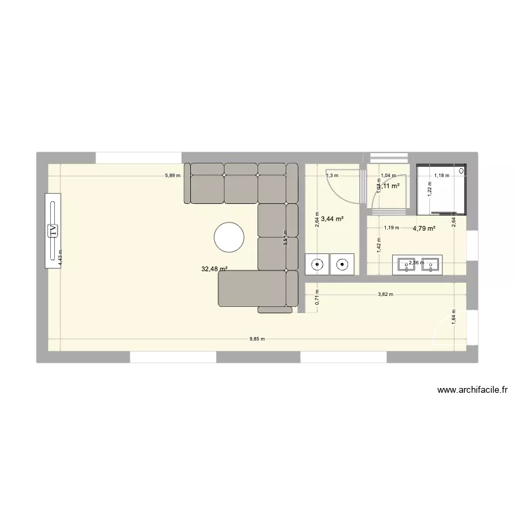 extension orvault V2. Plan de 4  et 42 m²