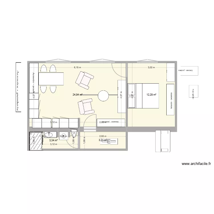 belgrand 50. Plan de 4  et 44 m²