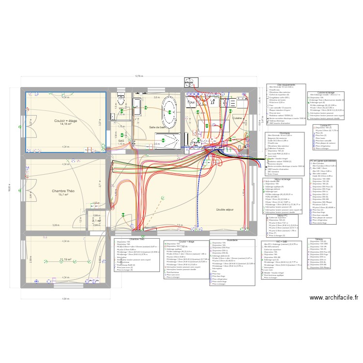Projet Laurette V2. Plan de 9 pièces et 96 m2