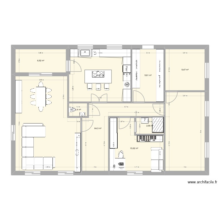 maison2. Plan de 8 pièces et 127 m2