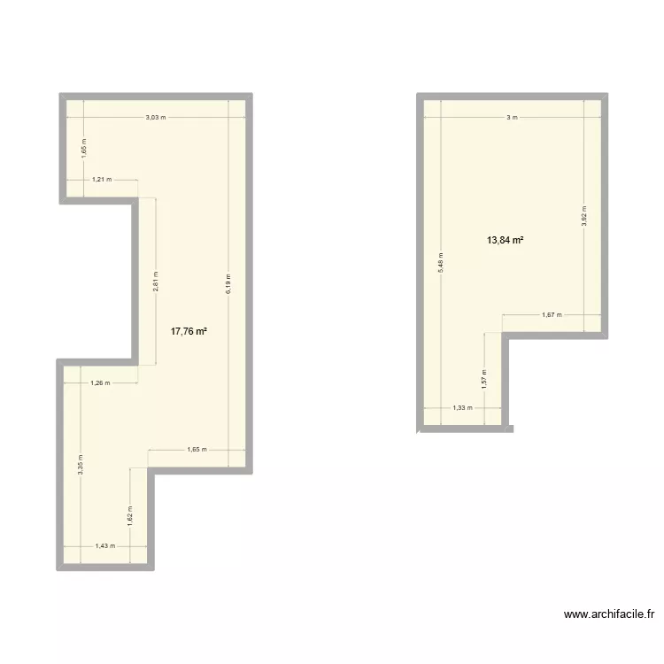 CHAMBRE LELE ET DGT. Plan de 2  et 32 m²