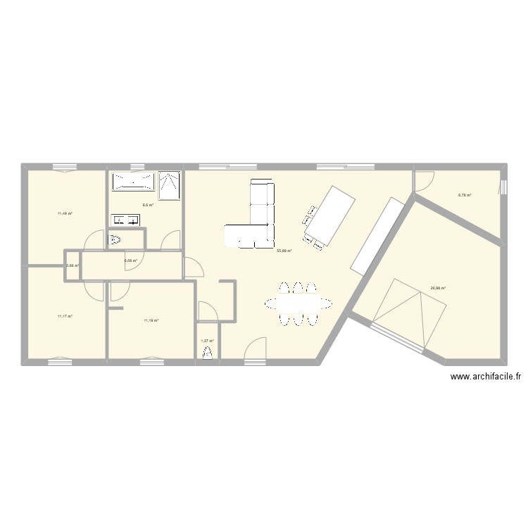 chonas. Plan de 10 pièces et 140 m2