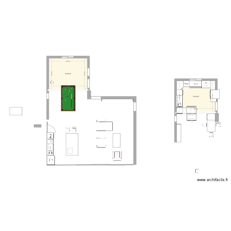 Cuisine 3. Plan de 2 pièces et 24 m2