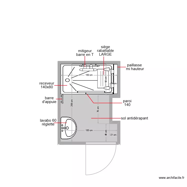 hamidouche. Plan de 1  et 3 m²