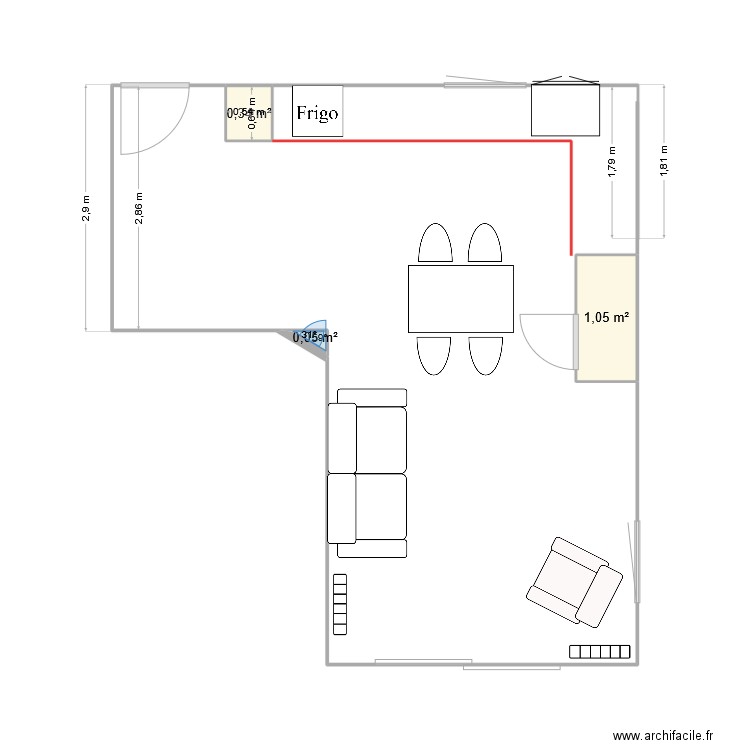 appartement T5 D01. Plan de 3 pièces et 1 m2