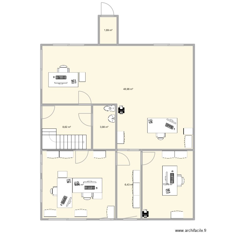 bureaux 2 2025. Plan de 7 pièces et 104 m2