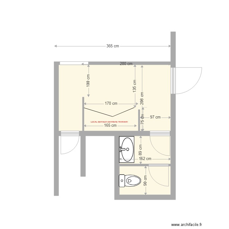 SCI PASTEUR FOCUS TOILETTES EXISTANT 01 2024. Plan de 3 pièces et 10 m2