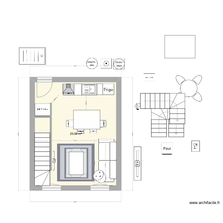 appartement F2 N&deg;7. Plan de 5  et 48 m²