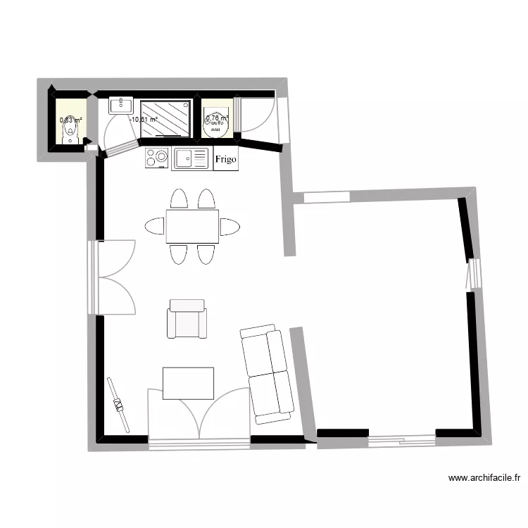 Pornic f&eacute;vrier 2026. Plan de 3  et 4 m²