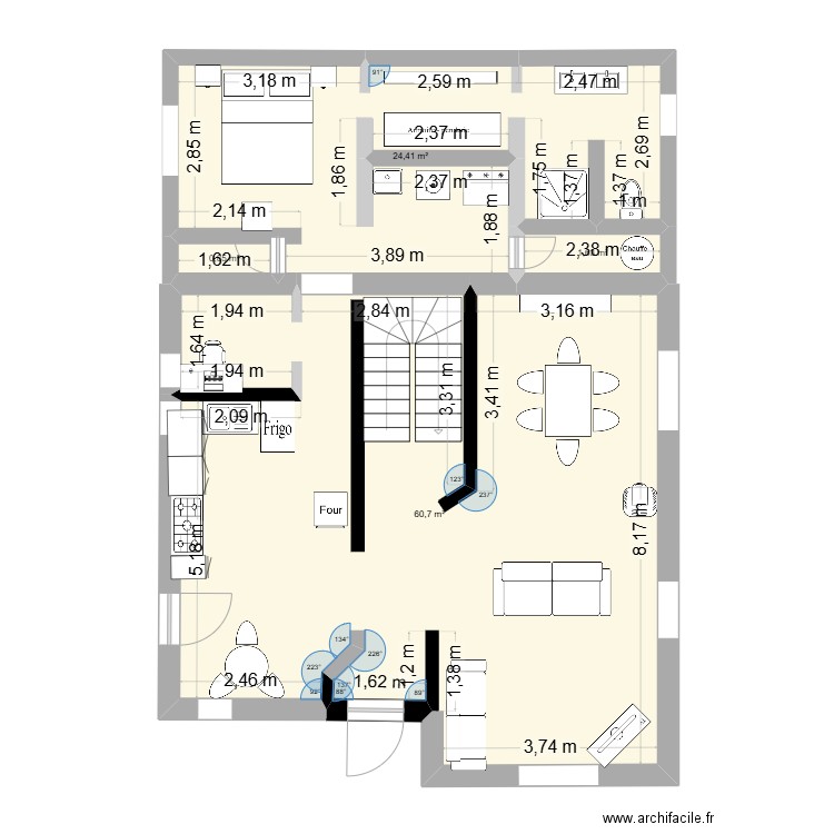 plan 1 bis. Plan de 4 pièces et 88 m2