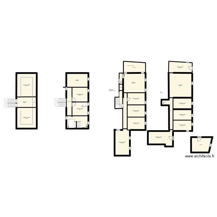 Corbeil-Tour Coliving. Plan de 26 pièces et 293 m2