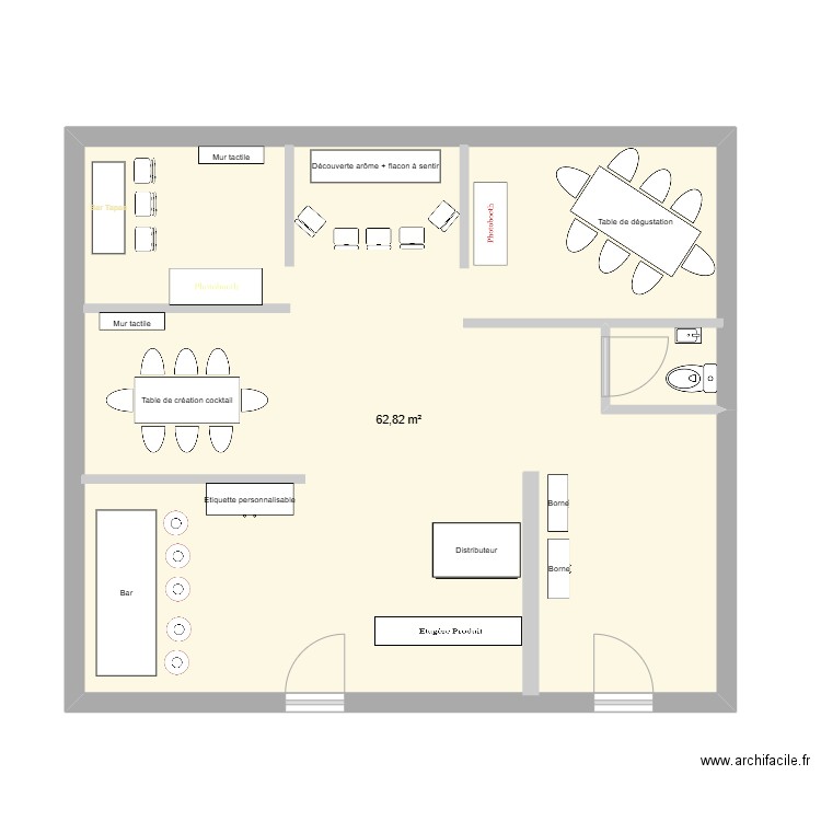 POP UP CIVD. Plan de 1 pièce et 63 m2