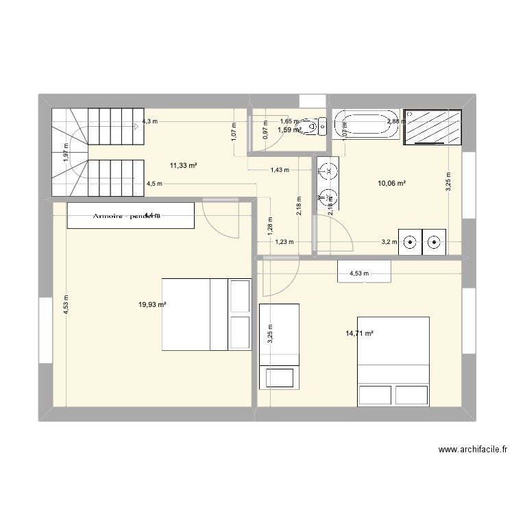 CancaleNouveau-1. Plan de 5 pièces et 58 m2