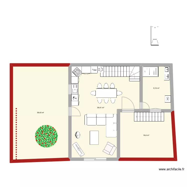 Maison rosales projet. Plan de 4 pièces et 106 m² Maison rosales projet. Plan de 4 pièces et 106 m²