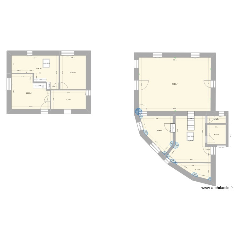 Plan maison projet étage. Plan de 10 pièces et 139 m2