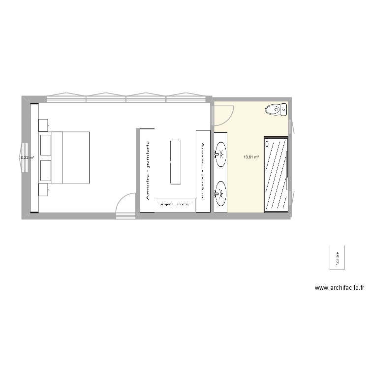 ccm 1 version 2. Plan de 2 pièces et 14 m2
