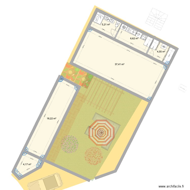 AUB. Plan de 13 pièces et 151 m2