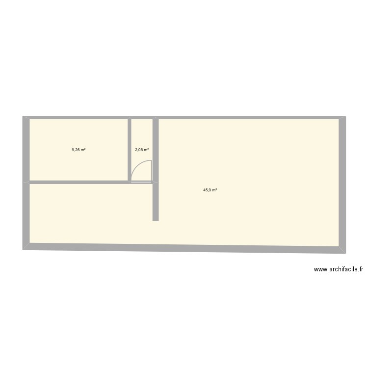 Le Paradis du Chien. Plan de 3 pièces et 57 m2