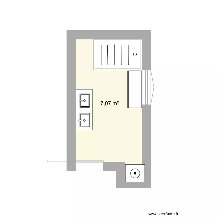 salle de bain. Plan de 1 et 7 m² salle de bain. Plan de 1 et 7 m²
