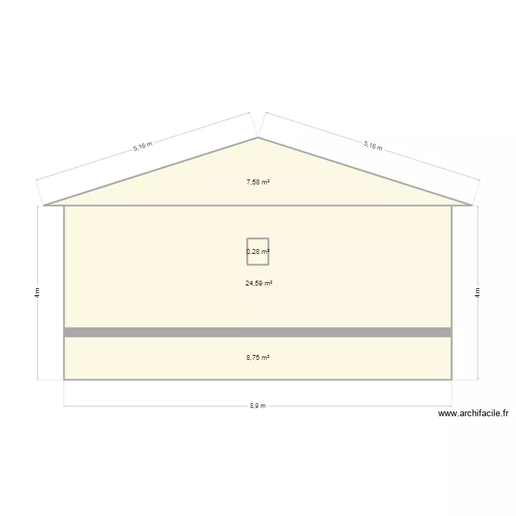 pignon 1. Plan de 4  et 42 m²