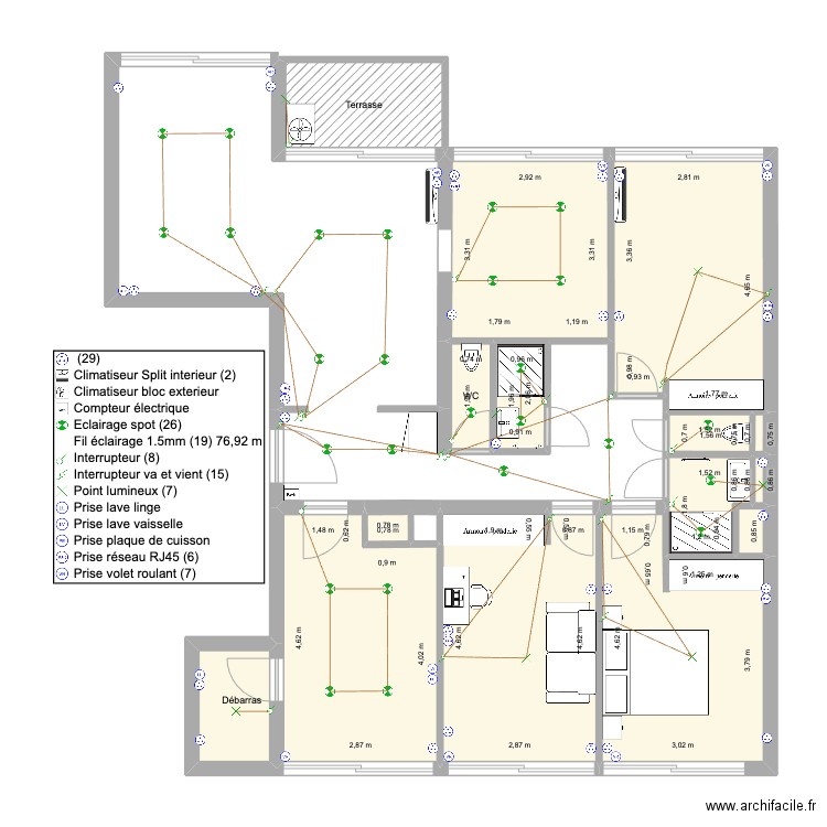 Chane Waye Plan modif 1205. Plan de 13 pièces et 76 m2