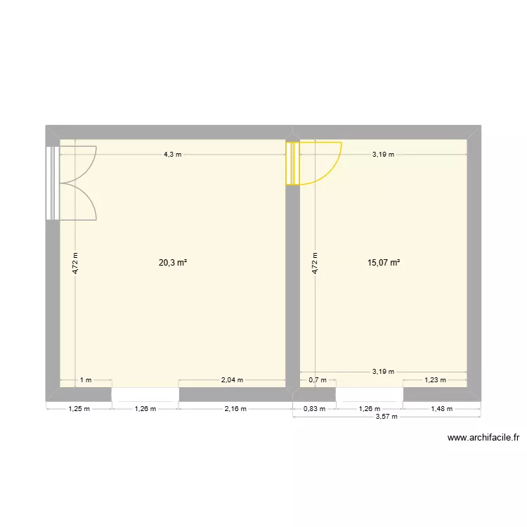 Rui1. Plan de 2  et 35 m²