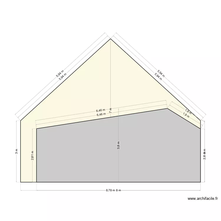 plan de profil maison et garage. Plan de 