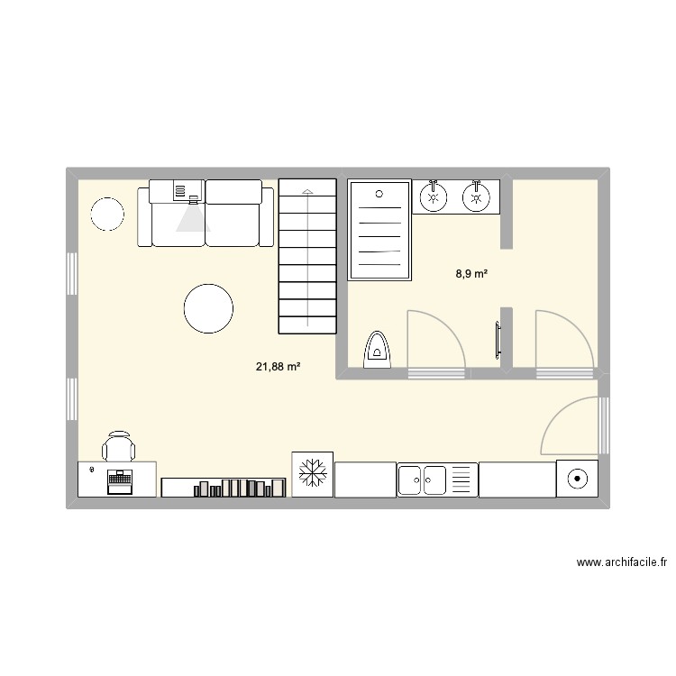 projet 2. Plan de 2 pièces et 31 m2