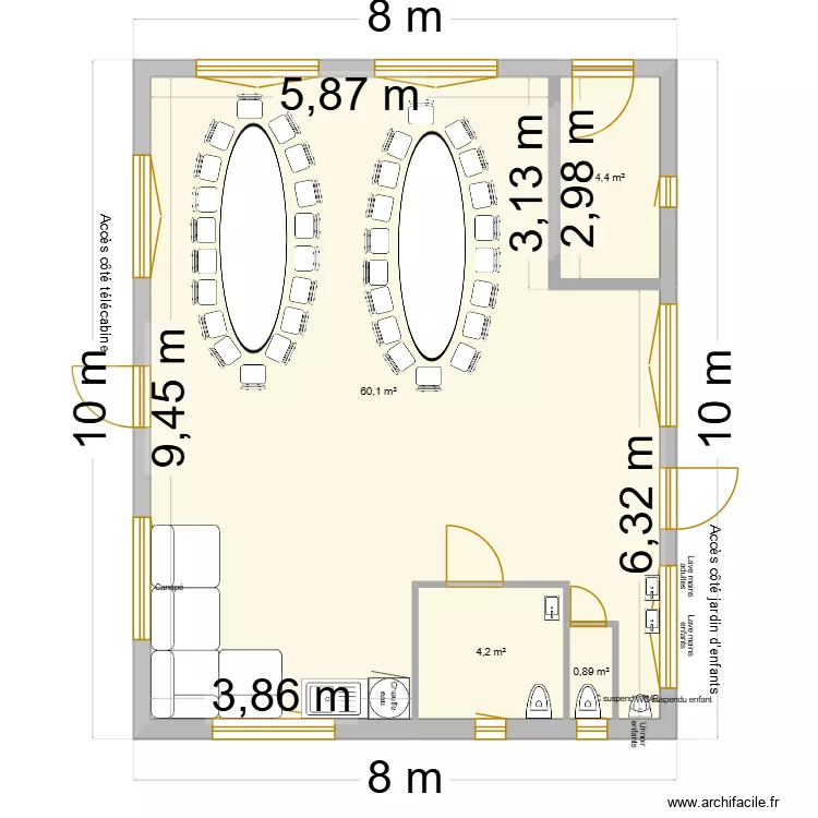 Calet Piou G2 bis. Plan de 4  et 70 m²