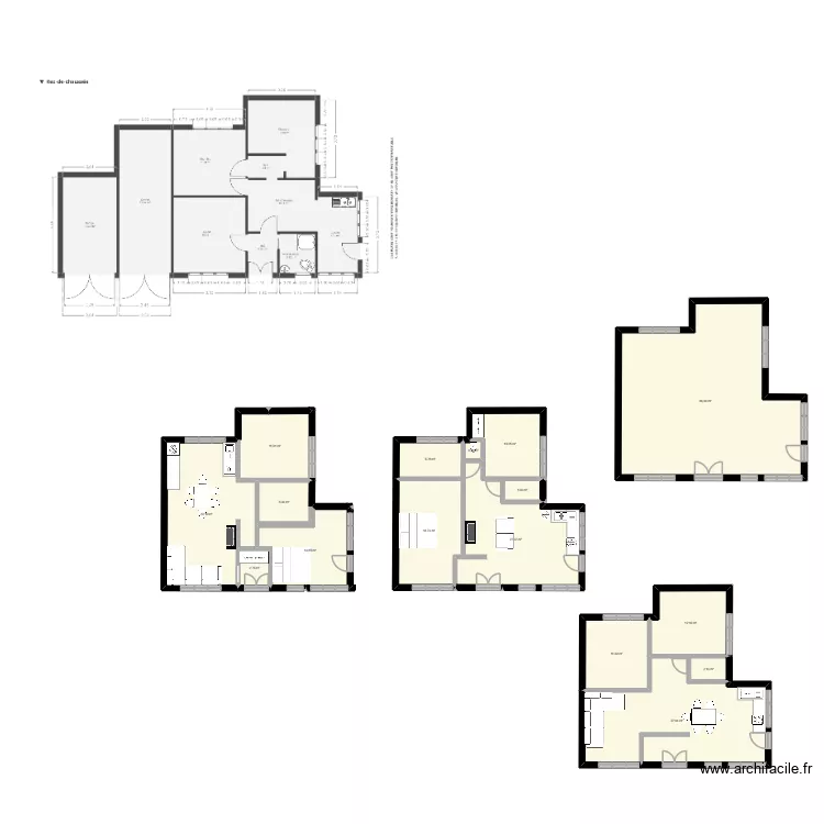 bungalow. Plan de 16 pièces et 255 m²