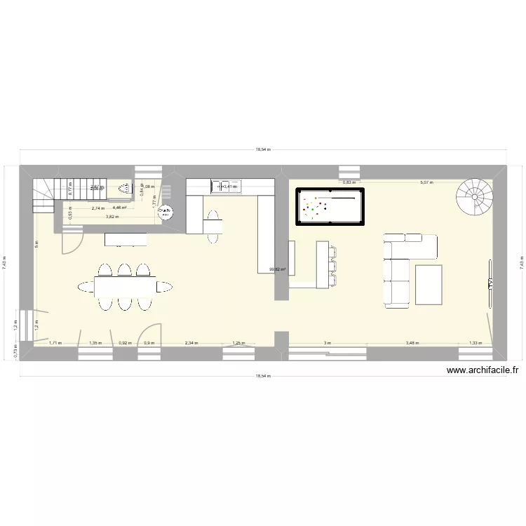 Maison Tourneur - RDC 2 (Meubl&eacute;). Plan de 3  et 106 m²
