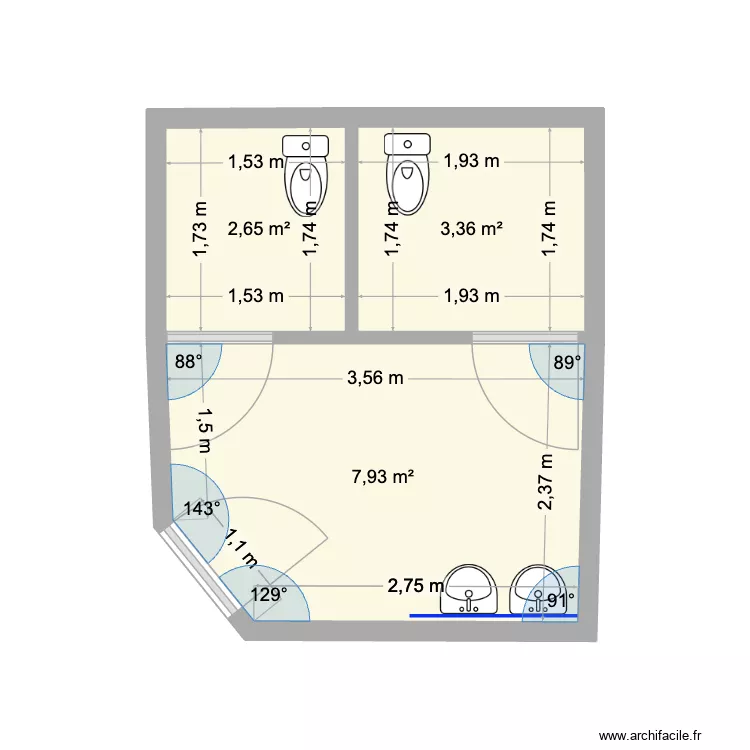 LE CLOS A FROMENT ACTUEL. Plan de 3  et 14 m²
