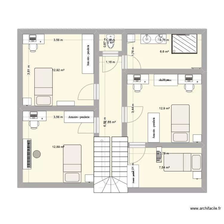 1er étage. Plan de 7 Pièces et 62 m² 1er étage. Plan de 7 Pièces et 62 m²