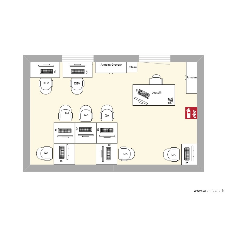Bureau QA NCR. Plan de 1 pièce et 24 m2
