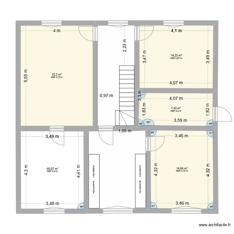 Maison St Julien étage. Plan de 5 pièces et 74 m² Maison St Julien étage. Plan de 5 pièces et 74 m²