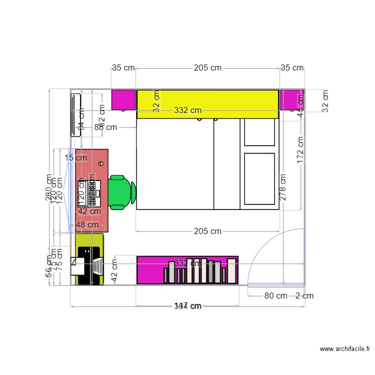 chambre bureau. Plan de 0 pièce et 0 m2