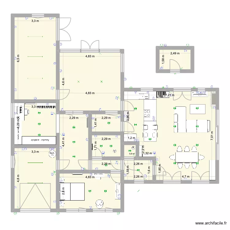 maison 2. Plan de 13 pièces et 156 m²