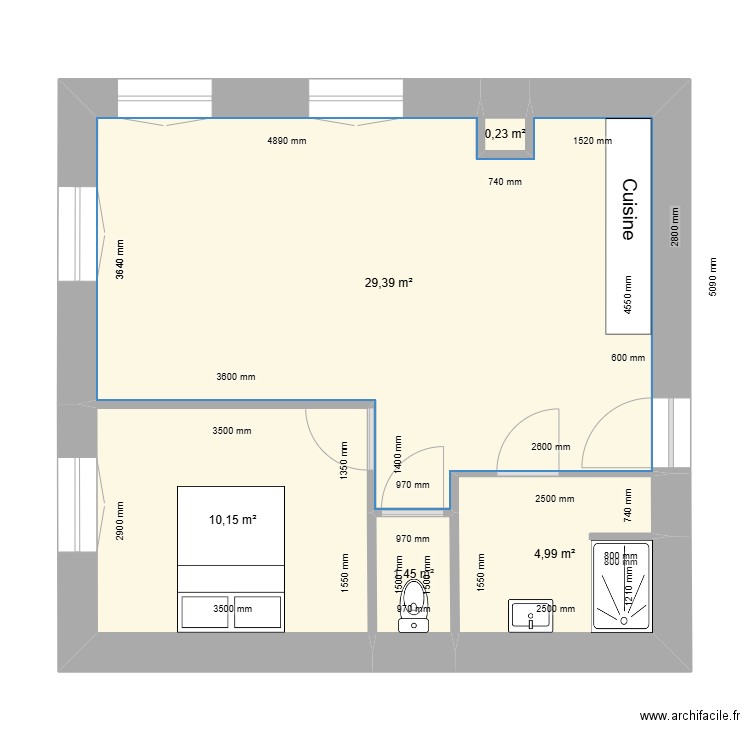 Lot A12 - S1-71000-002. Plan de 5 pièces et 46 m2