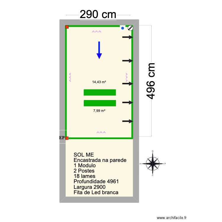 Vittorio Quaianni- Tavira. Plan de 2 pièces et 38 m2