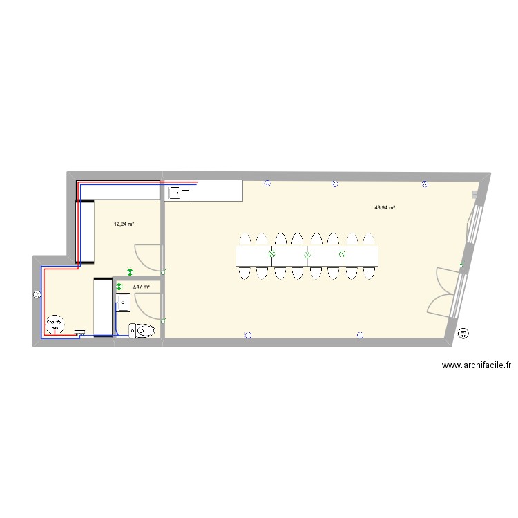 plan bulle 2. Plan de 3 pièces et 59 m2