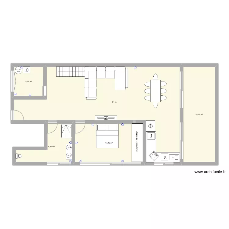 Duplex Mariah. Plan de 5 pièces et 113 m²